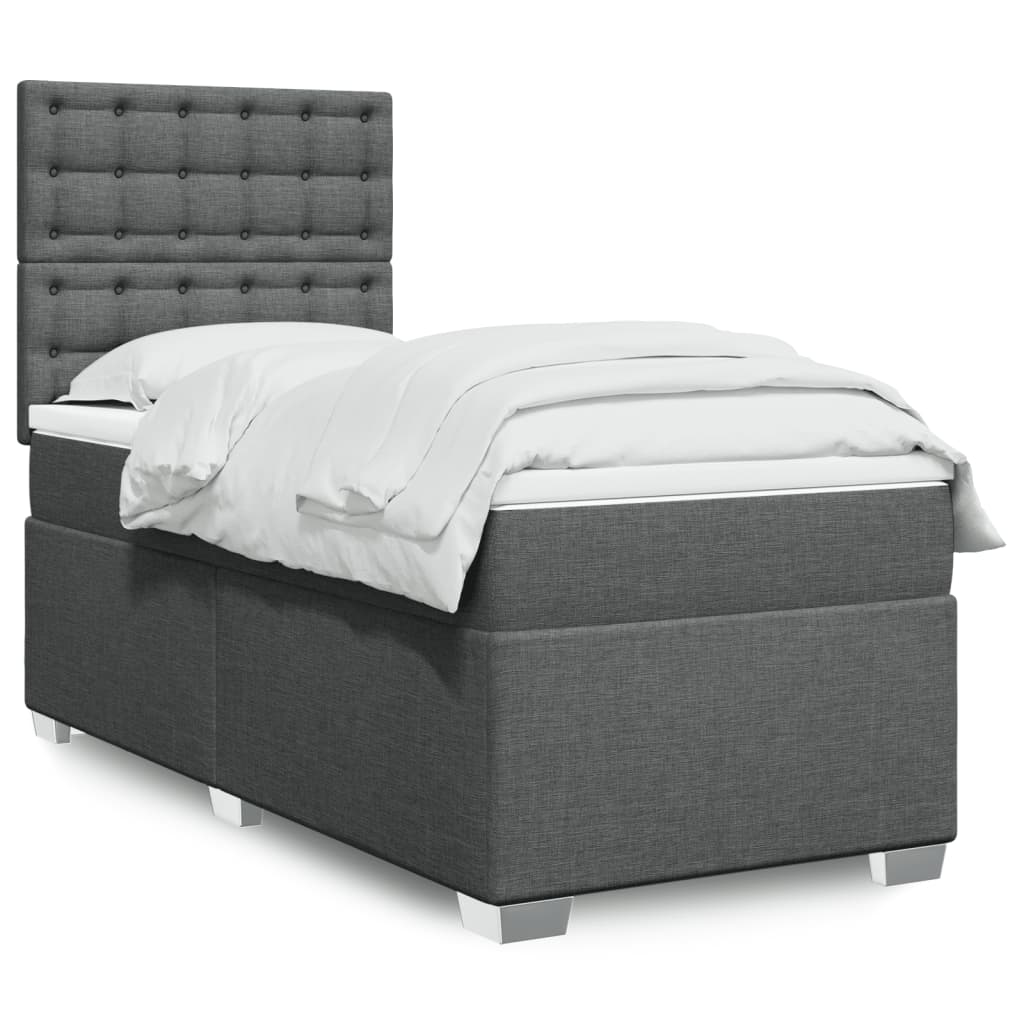 Box Spring Postel S Matrací Textil Tmavě Šedá