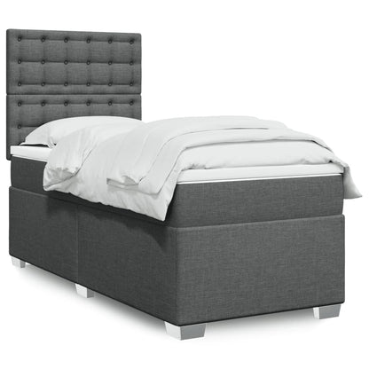 Box Spring Postel S Matrací Textil Tmavě Šedá