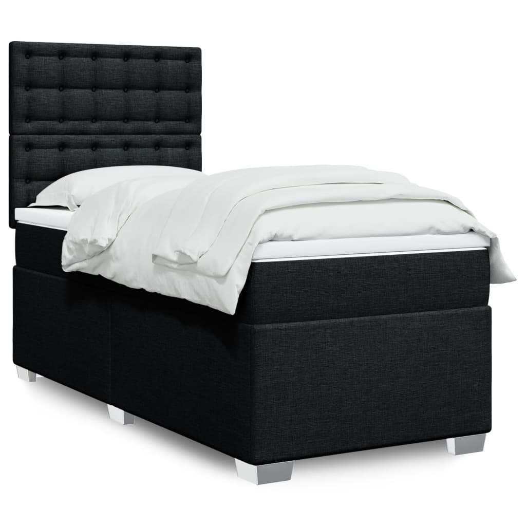 Box Spring Postel S Matrací Černá Textil Černá