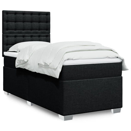 Box Spring Postel S Matrací Černá Textil Černá