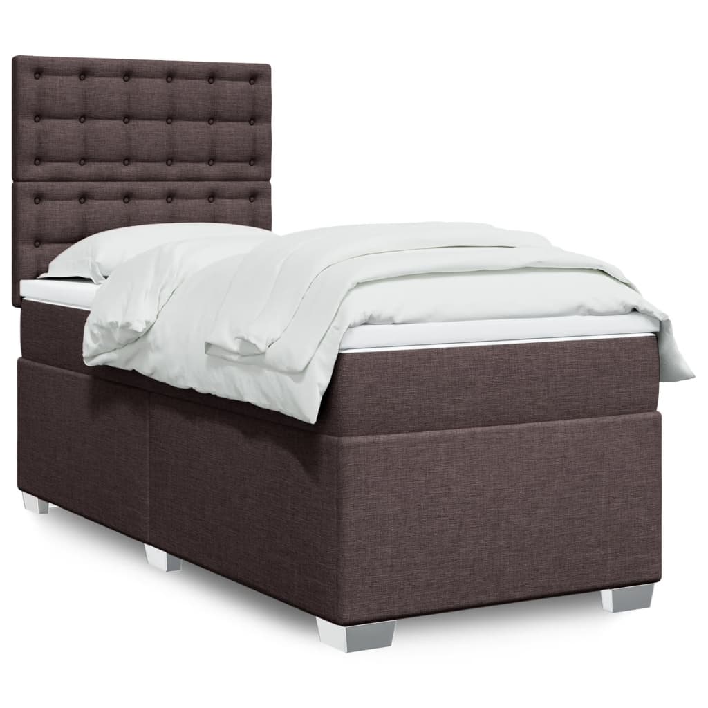 Box Spring Postel S Matrací Textil Tmavě Hnědá