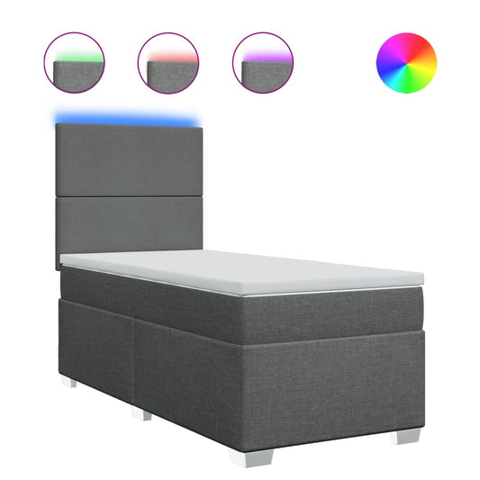 Box Spring Postel S Matrací Textil Tmavě Šedá