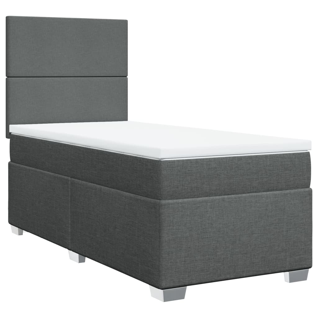 Box Spring Postel S Matrací Textil Tmavě Šedá