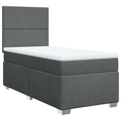 Box Spring Postel S Matrací Textil Tmavě Šedá