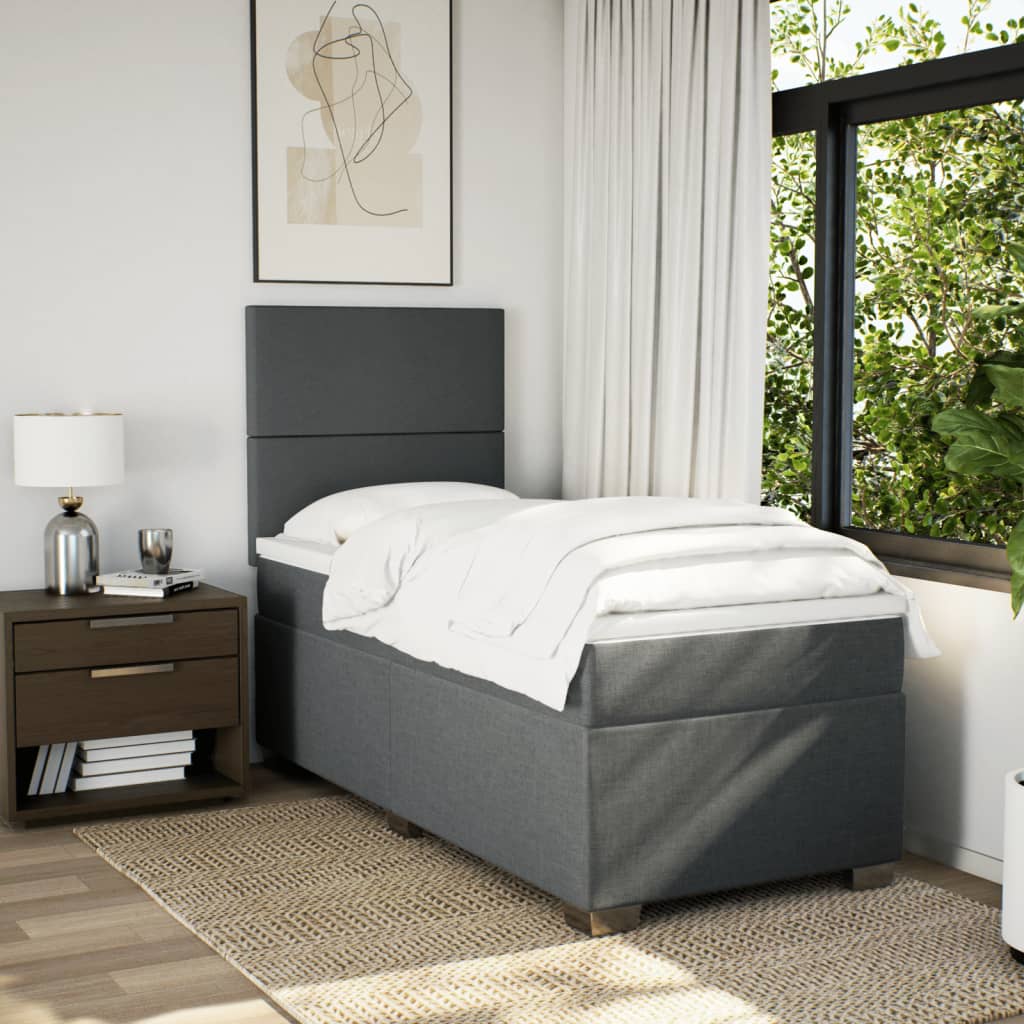 Box Spring Postel S Matrací Textil Tmavě Šedá