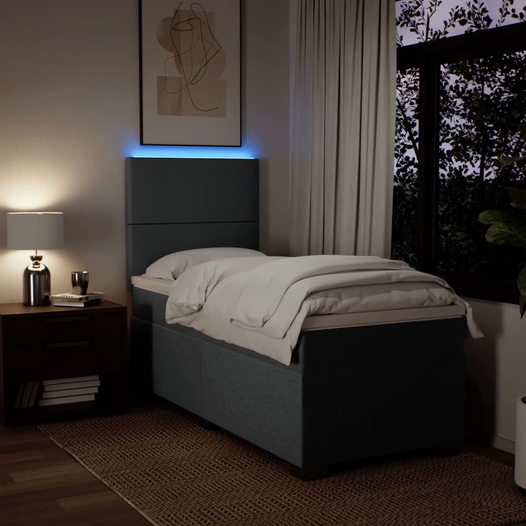 Box Spring Postel S Matrací Textil Tmavě Šedá