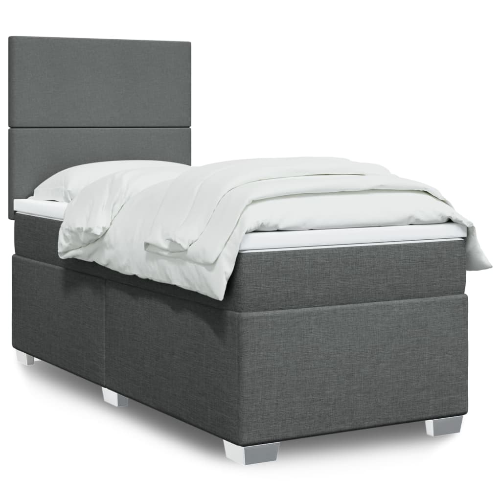 Box Spring Postel S Matrací Textil Tmavě Šedá