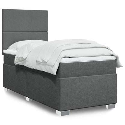 Box Spring Postel S Matrací Textil Tmavě Šedá