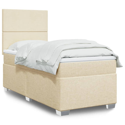Box Spring Postel S Matrací Textil Krémová