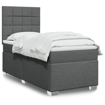 Box Spring Postel S Matrací Textil Tmavě Šedá