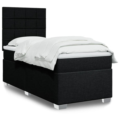 Box Spring Postel S Matrací Černá Textil Černá