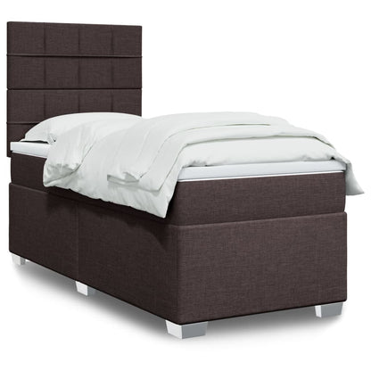 Box Spring Postel S Matrací Textil Tmavě Hnědá