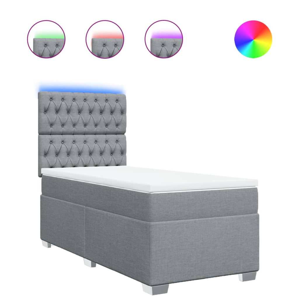 Box Spring Postel S Matrací Textil Světle Šedá