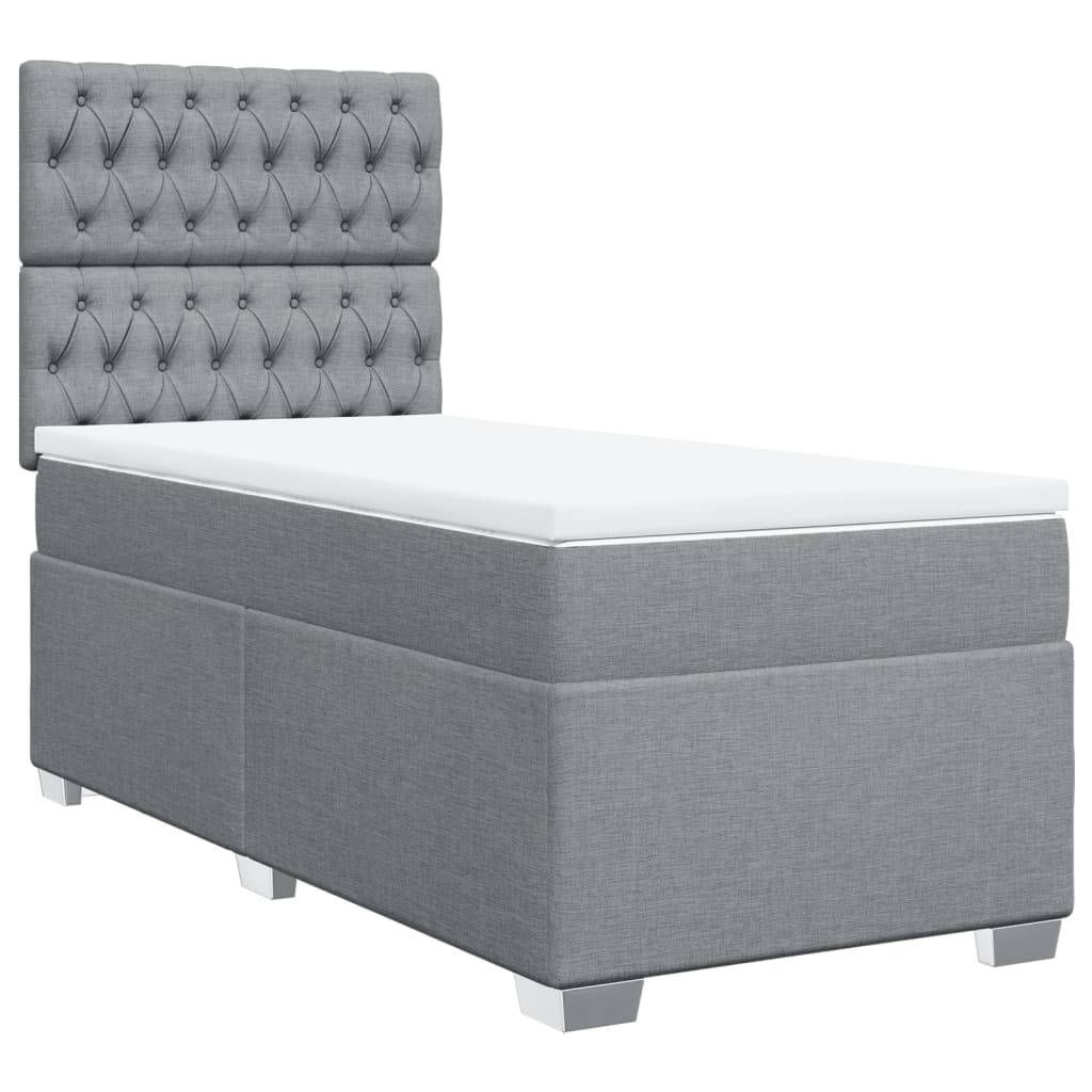 Box Spring Postel S Matrací Textil Světle Šedá