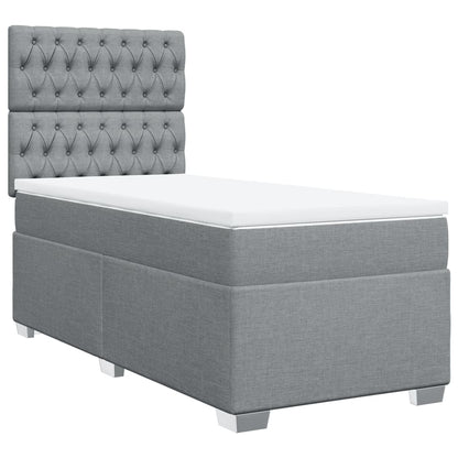 Box Spring Postel S Matrací Textil Světle Šedá