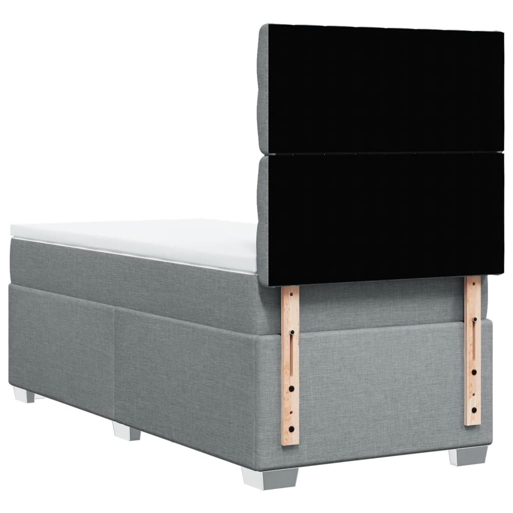 Box Spring Postel S Matrací Textil Světle Šedá