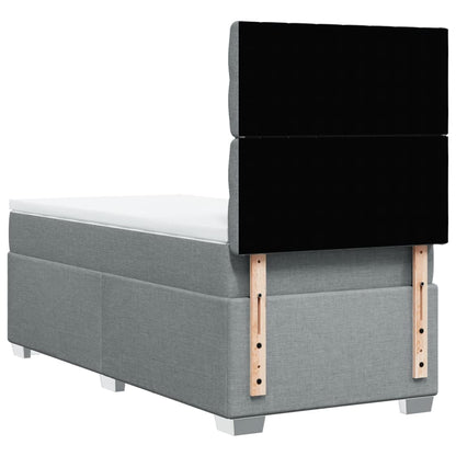 Box Spring Postel S Matrací Textil Světle Šedá