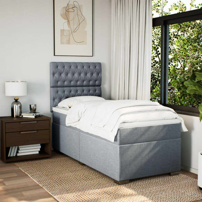 Box Spring Postel S Matrací Textil Světle Šedá