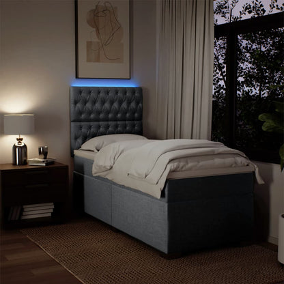 Box Spring Postel S Matrací Textil Světle Šedá