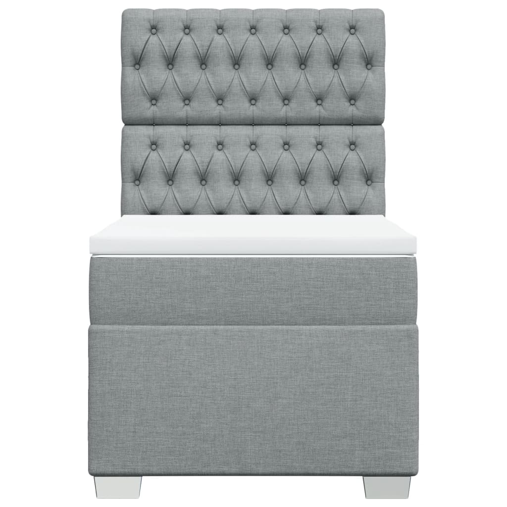 Box Spring Postel S Matrací Textil Světle Šedá