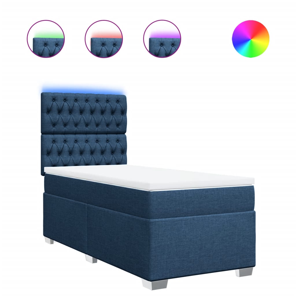 Box Spring Postel S Matrací Textil Modrá
