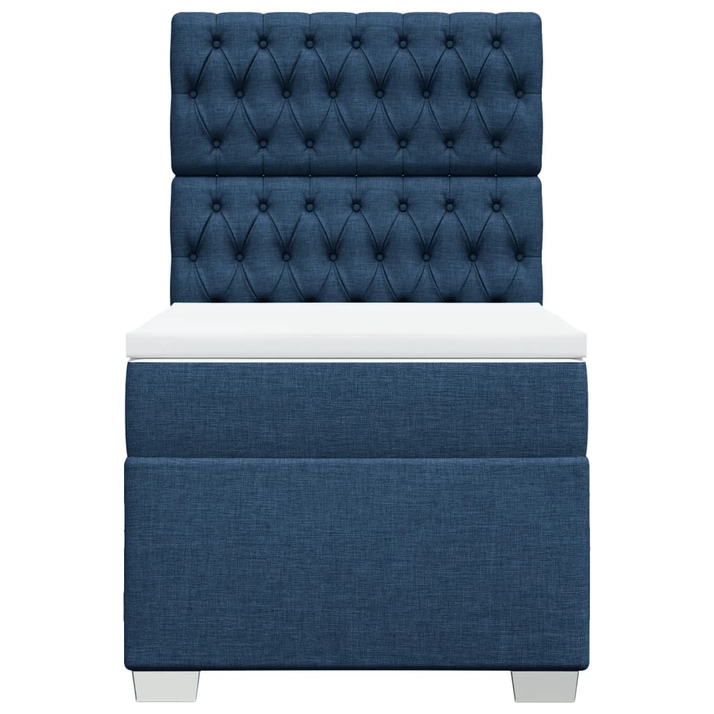 Box Spring Postel S Matrací Textil Modrá