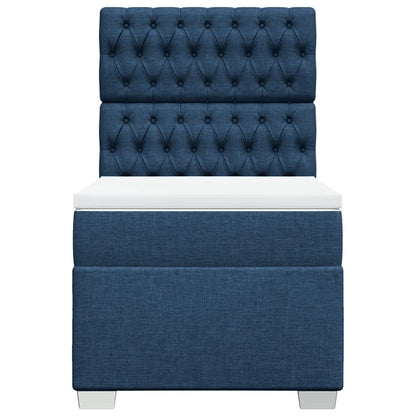 Box Spring Postel S Matrací Textil Modrá