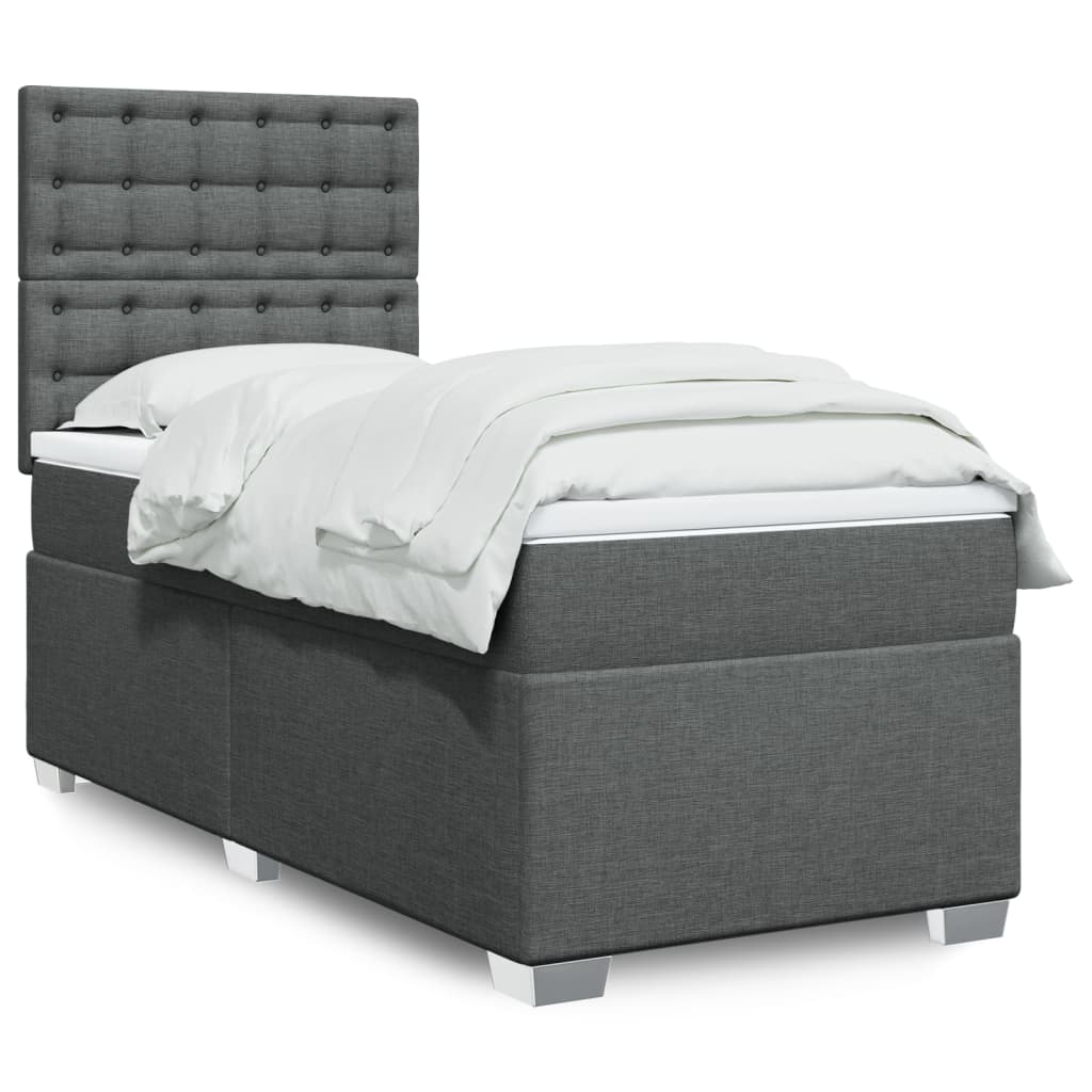Box Spring Postel S Matrací Textil Tmavě Šedá