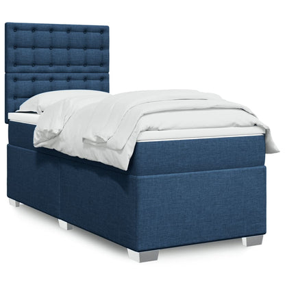 Box Spring Postel S Matrací Textil Modrá