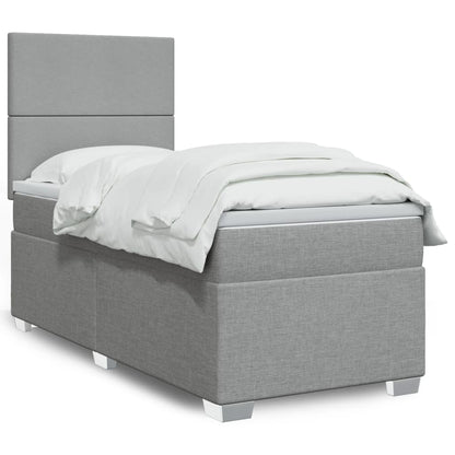 Box Spring Postel S Matrací Textil Světle Šedá