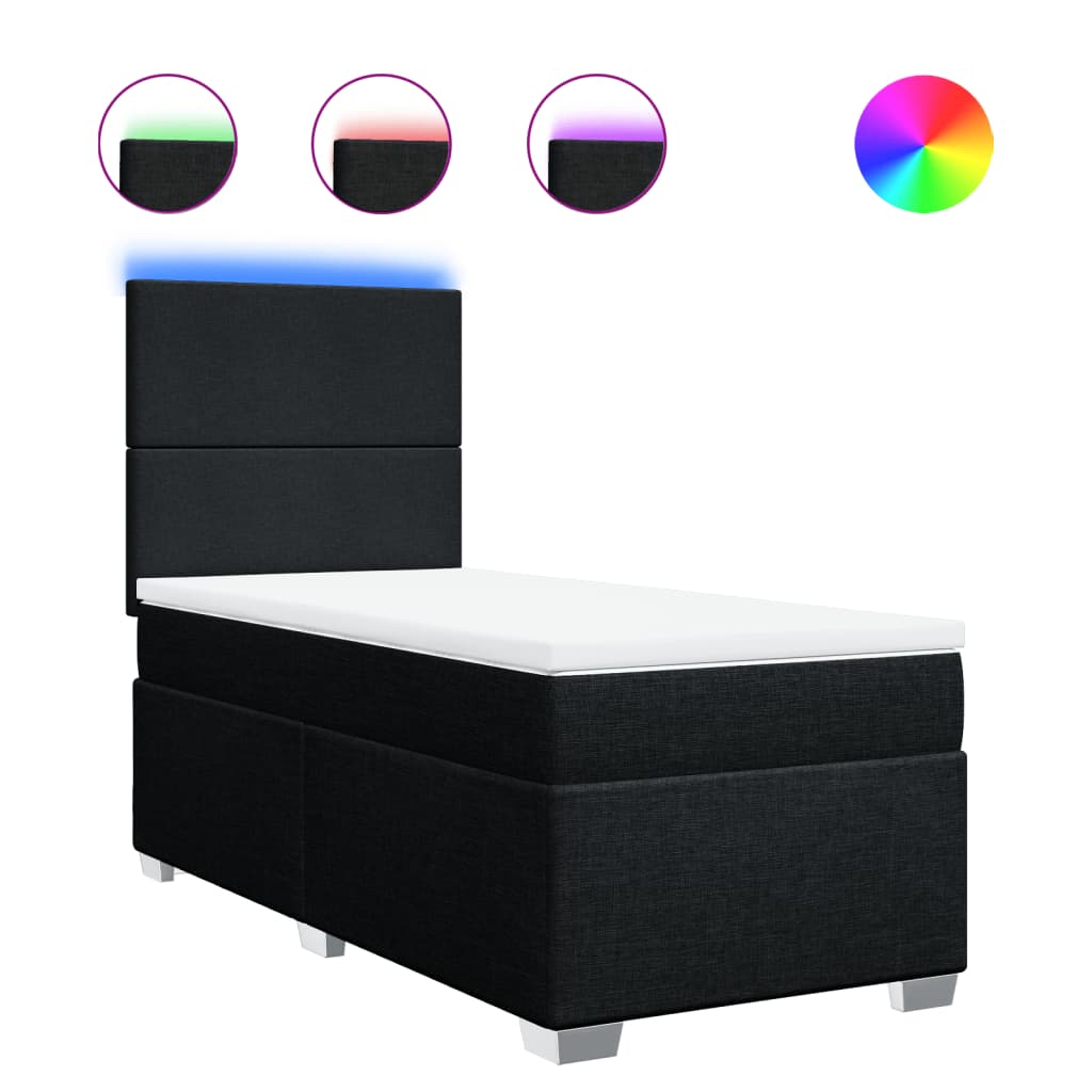 Box Spring Postel S Matrací Černá Textil Černá