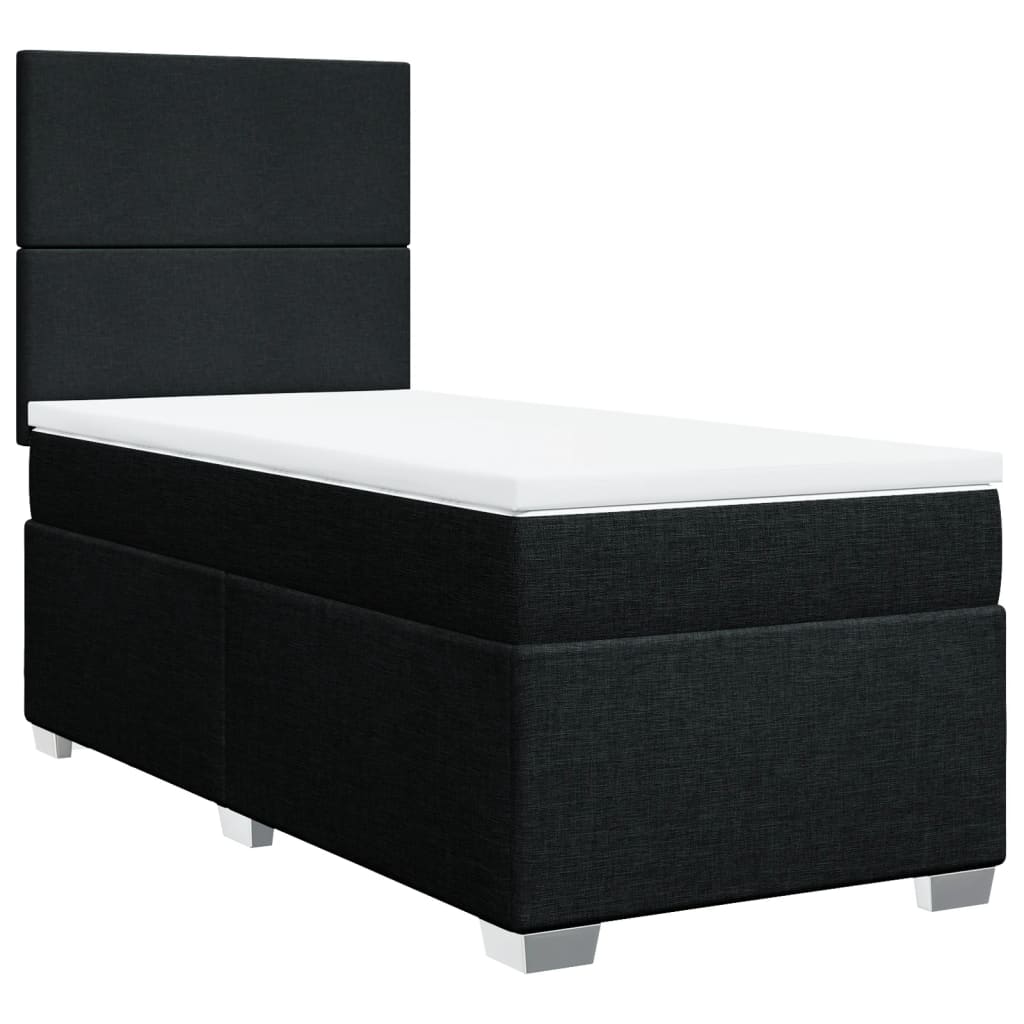 Box Spring Postel S Matrací Černá Textil Černá