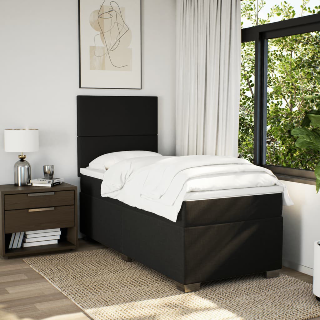 Box Spring Postel S Matrací Černá Textil Černá