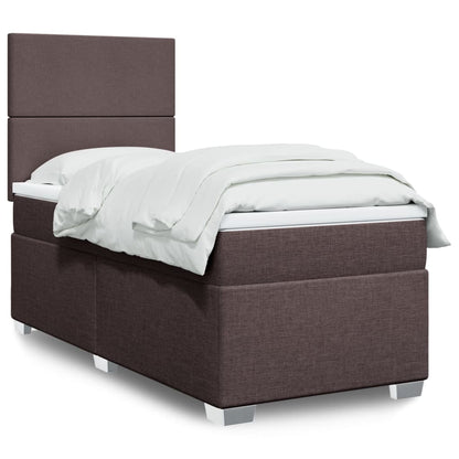 Box Spring Postel S Matrací Textil Tmavě Hnědá