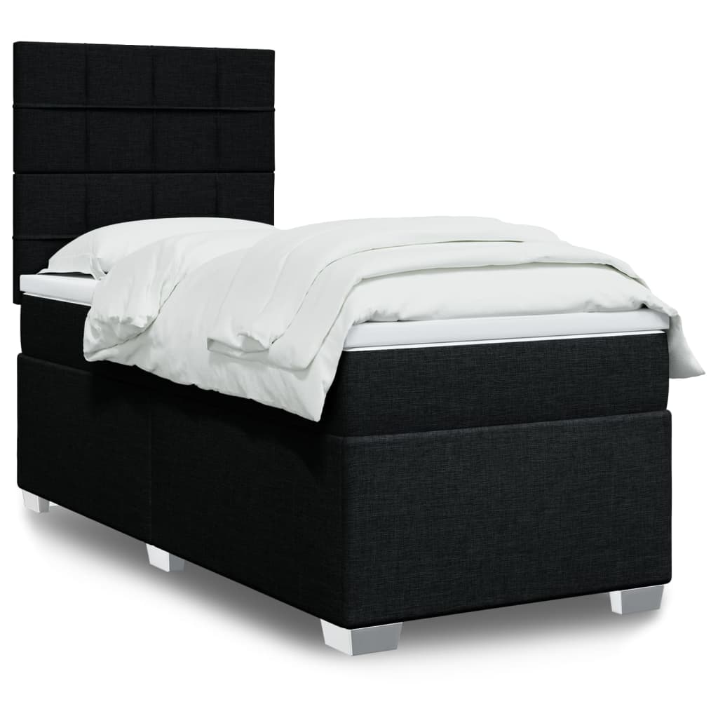 Box Spring Postel S Matrací Černá Textil Černá
