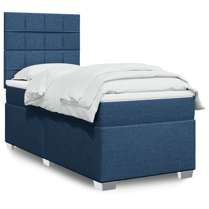 Box Spring Postel S Matrací Textil Modrá