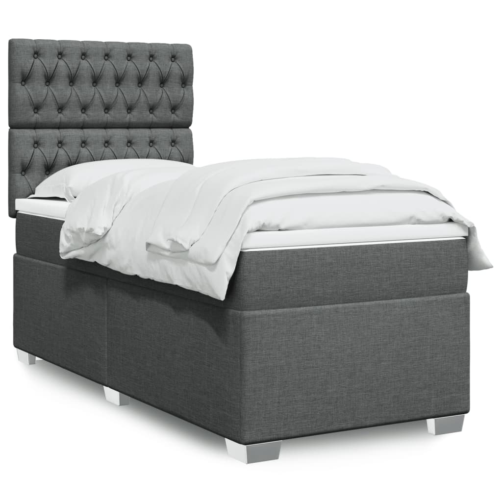 Box Spring Postel S Matrací Textil Tmavě Šedá