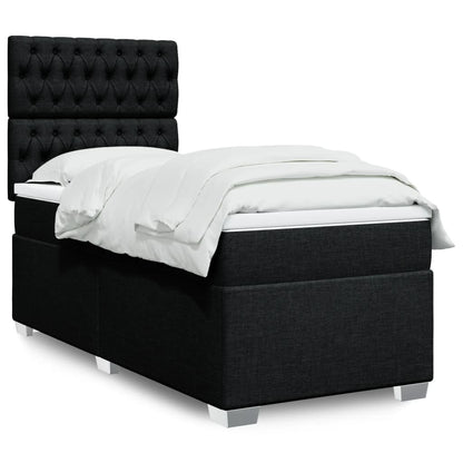 Box Spring Postel S Matrací Černá Textil Černá