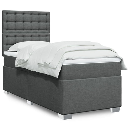 Box Spring Postel S Matrací Textil Tmavě Šedá