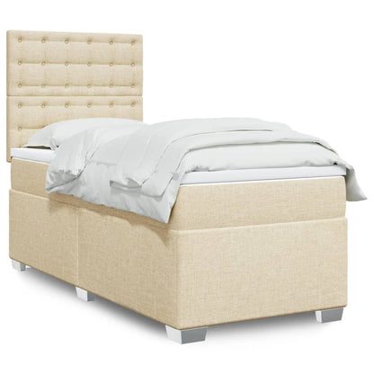 Box Spring Postel S Matrací Textil Krémová