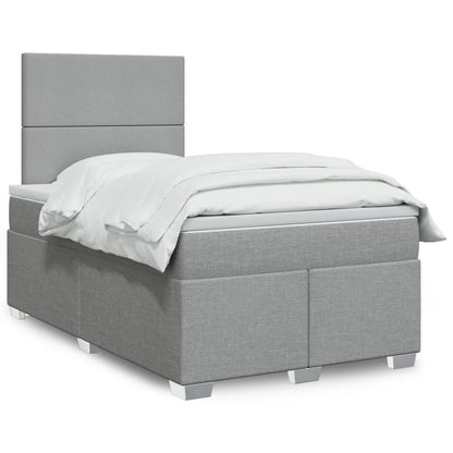 Box Spring Postel S Matrací Textil Světle Šedá