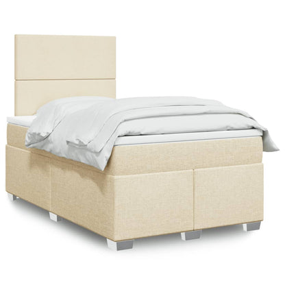 Box Spring Postel S Matrací Textil Krémová