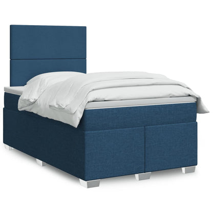 Box Spring Postel S Matrací Textil Modrá