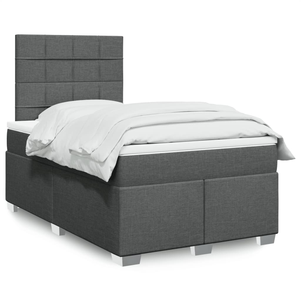 Box Spring Postel S Matrací Textil Tmavě Šedá