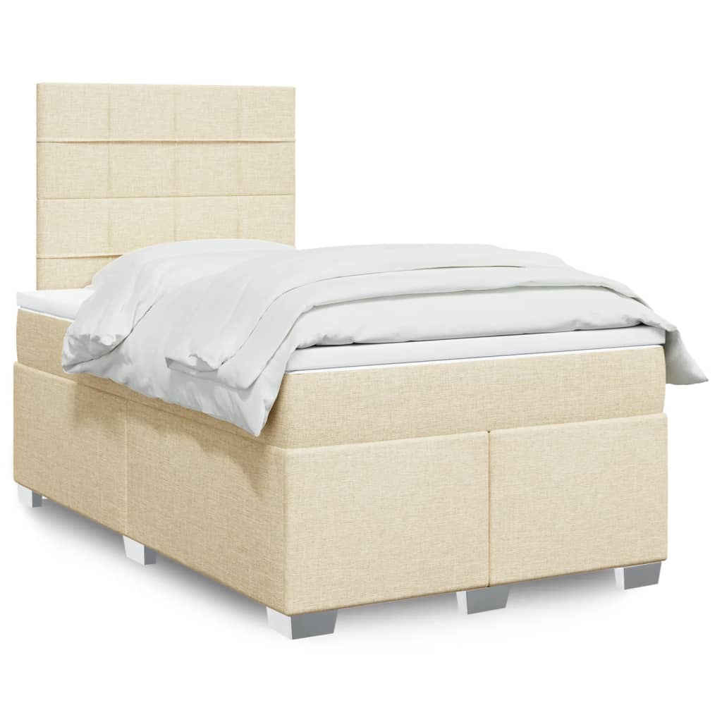 Box Spring Postel S Matrací Textil Krémová