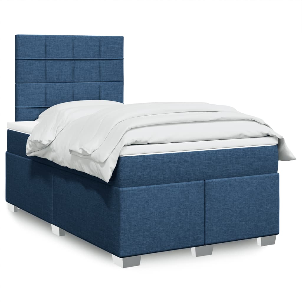 Box Spring Postel S Matrací Textil Modrá
