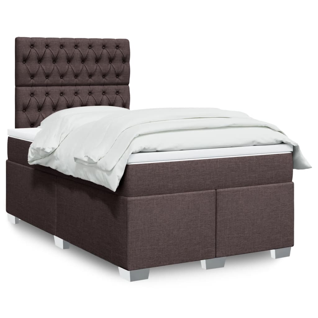 Box Spring Postel S Matrací Textil Tmavě Hnědá
