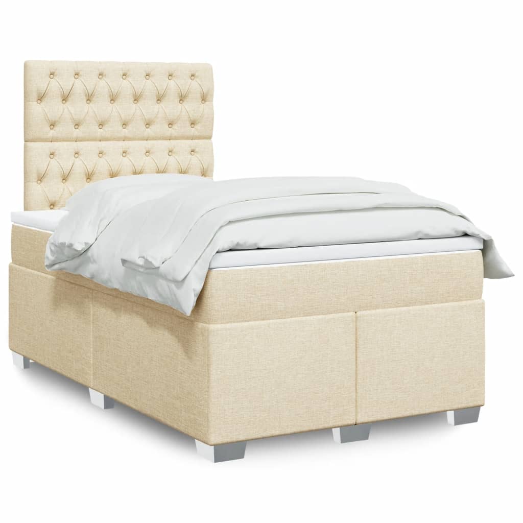 Box Spring Postel S Matrací Textil Krémová