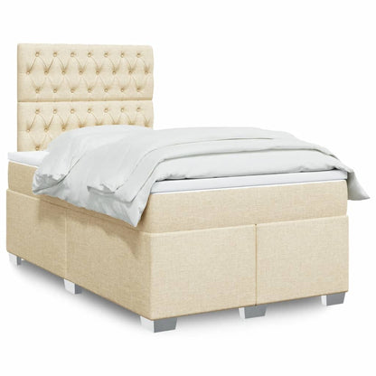 Box Spring Postel S Matrací Textil Krémová