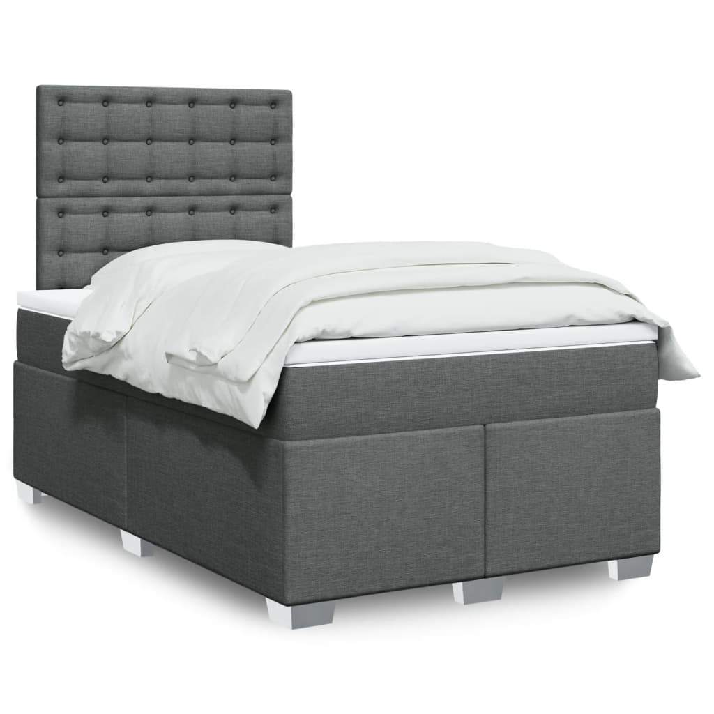 Box Spring Postel S Matrací Textil Tmavě Šedá